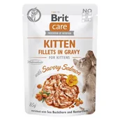 Mokra karma dla kotów - BRIT CARE Cat Kitten Fillets in Gravy with Savory Salmon Enriched with Sea Buckthorn and Nasturtium  85g - miniaturka - grafika 1