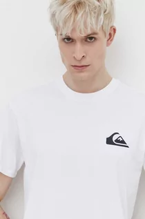 Koszulki męskie - Quiksilver t-shirt bawełniany męski kolor biały z nadrukiem - grafika 1