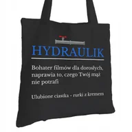 Torby i wózki na zakupy - Torba Bawełniana dla Hydraulika Czarna Na Prezent ekologiczna Trwały Nadruk - miniaturka - grafika 1