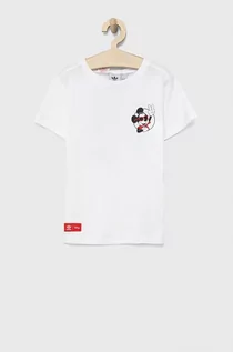 Koszulki dla dziewczynek - Adidas Originals t-shirt bawełniany dziecięcy x Disney kolor biały z nadrukiem - grafika 1