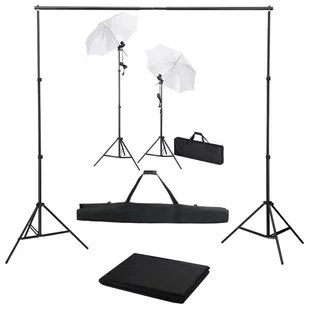vidaXL Lampa studyjna Fotograficzny zestaw studyjny z tłem lampami i parasolkami 3055088 - Lampy studyjne - miniaturka - grafika 1