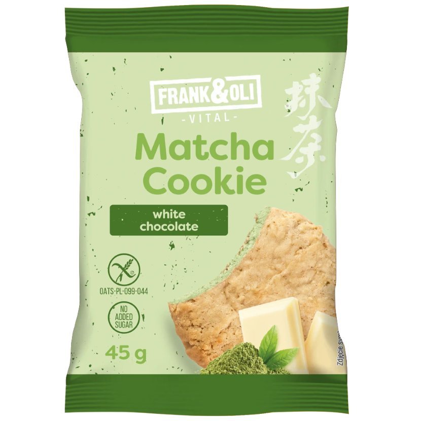 Frank&Oli ciastko bezglutenowe matcha - biała czekolada - (45g)