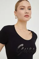 Koszulki sportowe damskie - Guess t-shirt damski kolor czarny - miniaturka - grafika 1