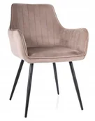 Krzesła - Krzesło tapicerowane welurowe beżowe Apple do jadalni salonu kuchni - miniaturka - grafika 1