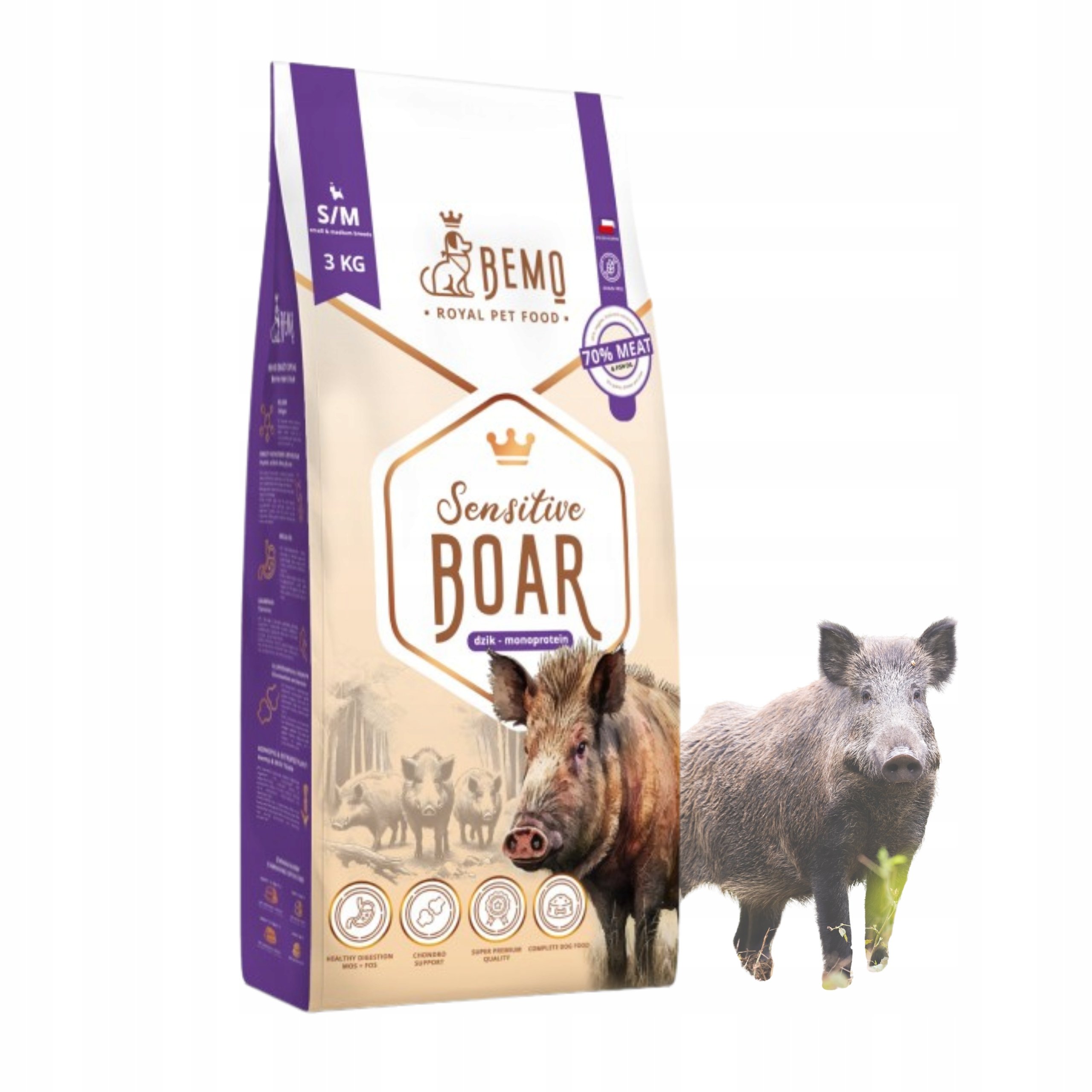 Sucha karma dla psa Bemo Sensitive Boar 3 kg S/m dzik karma z dziczyzną