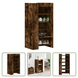 The Living Store Szafka na buty dąb wędzony 52x37,5x100 cm Materiał drewnopochodny - Szafki na buty - miniaturka - grafika 1