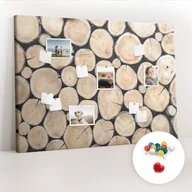 Tablice i flipcharty - Duża Tablica, Korek 100x140 cm Wzór Ścięte drzewa pieńki + Pinezki Kolorowe - miniaturka - grafika 1