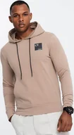 Bluzy męskie - Ombre Męska bluza z kapturem kangurka z logotypem brązowa V3 OM-SSNZ-0162 L - miniaturka - grafika 1