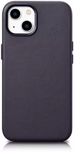 iCarer Case Leather pokrowiec etui z naturalnej skóry do iPhone 14 ciemnofioletowy (WMI14220705-DP) (kompatybilne z MagSafe) - Etui i futerały do telefonów - miniaturka - grafika 1