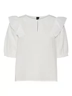 Koszulki i topy damskie - VERO MODA Women's VMMILAN 2/4 WVN Top, śnieżna biel, XL, Snow White, XL - miniaturka - grafika 1