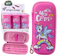 Piórniki - Piórnik Szkolny Usztywniany Jednorożec Różowy 22,5x10 cm - miniaturka - grafika 1