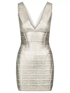 ApartFashion Women's APART sukienka koktajlowa srebrna, błyszcząca sukienka Special Occasion Dress, srebrna, regularna - Sukienki - miniaturka - grafika 1