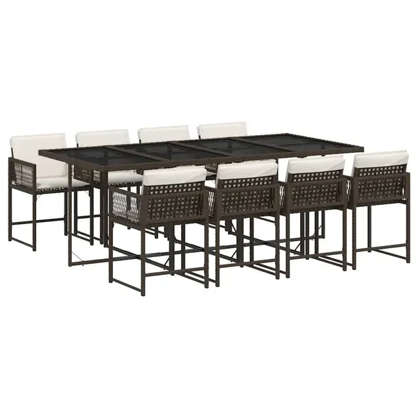 Zestaw mebli ogrodowych rattanowych brązowy 220x106x73 cm
