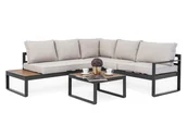 Meble ogrodowe - Meble Ogrodowe Narożnik Nowoczesny Aluminium Nicea Grafitowo Beżowy Lewy - miniaturka - grafika 1