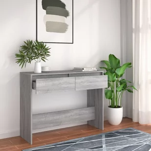 shumee Stolik konsolowy szary dąb sonoma 100x35x76,5 cm płyta - Konsole i sekretarzyki - miniaturka - grafika 1
