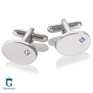 Spinki do mankietów i krawatów - Spinki do mankietów z fioletowym kryształem PS-514 - miniaturka - grafika 1