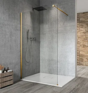 GELCO Kabina prysznicowa narożna VARIO GOLD MATT WALK IN 100x200 profil złoty mat, szkło przezroczyste z powłoką Coated Glass bez wspornika GX1210-01 - Kabiny prysznicowe - miniaturka - grafika 1