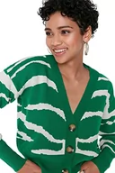 Swetry damskie - Trendyol Damski standardowy standardowy kardigan z dzianiny z dekoltem w serek, ZIELONY, L - miniaturka - grafika 1