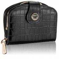 Portfele - Portfel Damski Skórzany Monnari Czarny Mat Croco Skóra Naturalna - miniaturka - grafika 1
