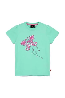Koszulki dla dziewczynek - Lego t-shirt bawełniany dziecięcy kolor turkusowy - grafika 1