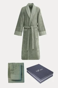 Męski szlafrok AXEL + ręczniki + pudełko XL Khaki - Szlafroki męskie - miniaturka - grafika 1