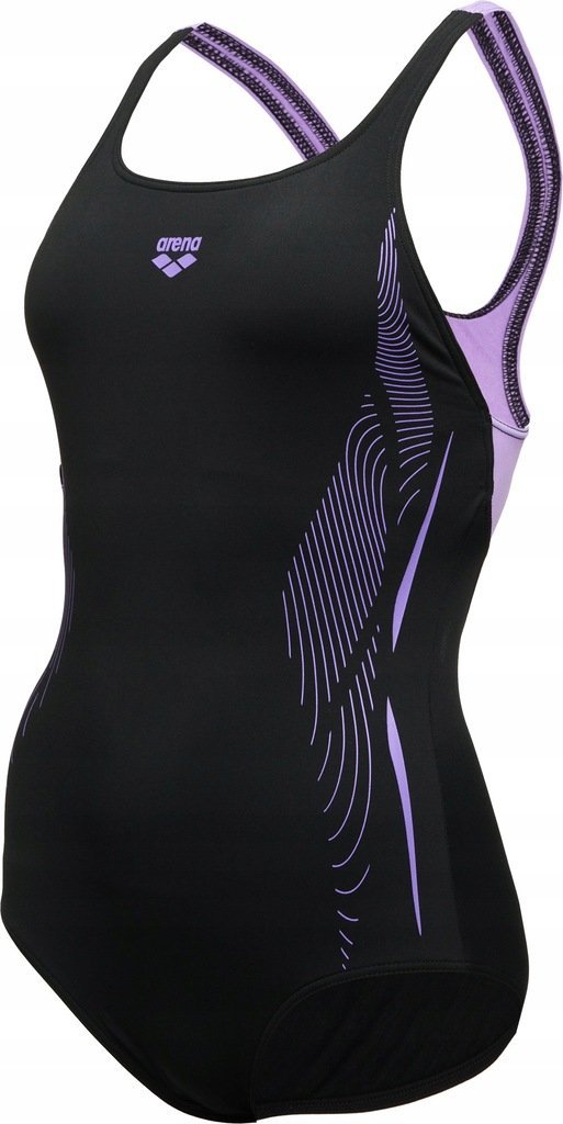 Arena strój jednoczęściowy na basen dla kobiet Czarno-fioletowy rozmiar D38