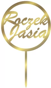 Topper z lustrzanej pleksi złoty na tort na roczek - personalizowany - Baby shower i roczek - miniaturka - grafika 1