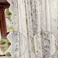 Firany - Firana koronkowa do pokoju z perełkami do salonu BOHO 140/260cm - miniaturka - grafika 1