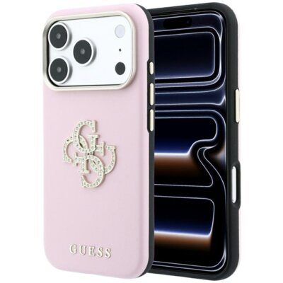 Etui GUESS Smooth & Big Strass Logo do Apple iPhone 17 Pro Max/18 Pro Max Różowy