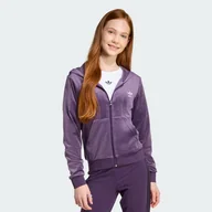 Bluzy dla dziewczynek - Bluza z kapturem Velour Zip - Adidas - miniaturka - grafika 1