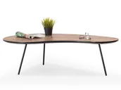 Ławy i stoliki kawowe - Loftowy Stolik Kawowy Sinus Orzech Vintage Na Czarnych Nogach - miniaturka - grafika 1