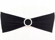 Dekoracje domu - OPASKA KOKARDA CZARNA elastyczna na krzesło - miniaturka - grafika 1