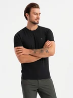 Koszulki męskie - Męska koszulka bawełniana czarna t-shirt premium Ombre OM-TSCT-0220 V3 XL - miniaturka - grafika 1