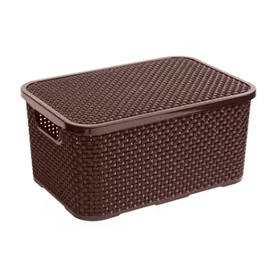 Kosz z pokrywką Rattan 7 L brązowy BRANQ - Pojemniki kuchenne - miniaturka - grafika 1