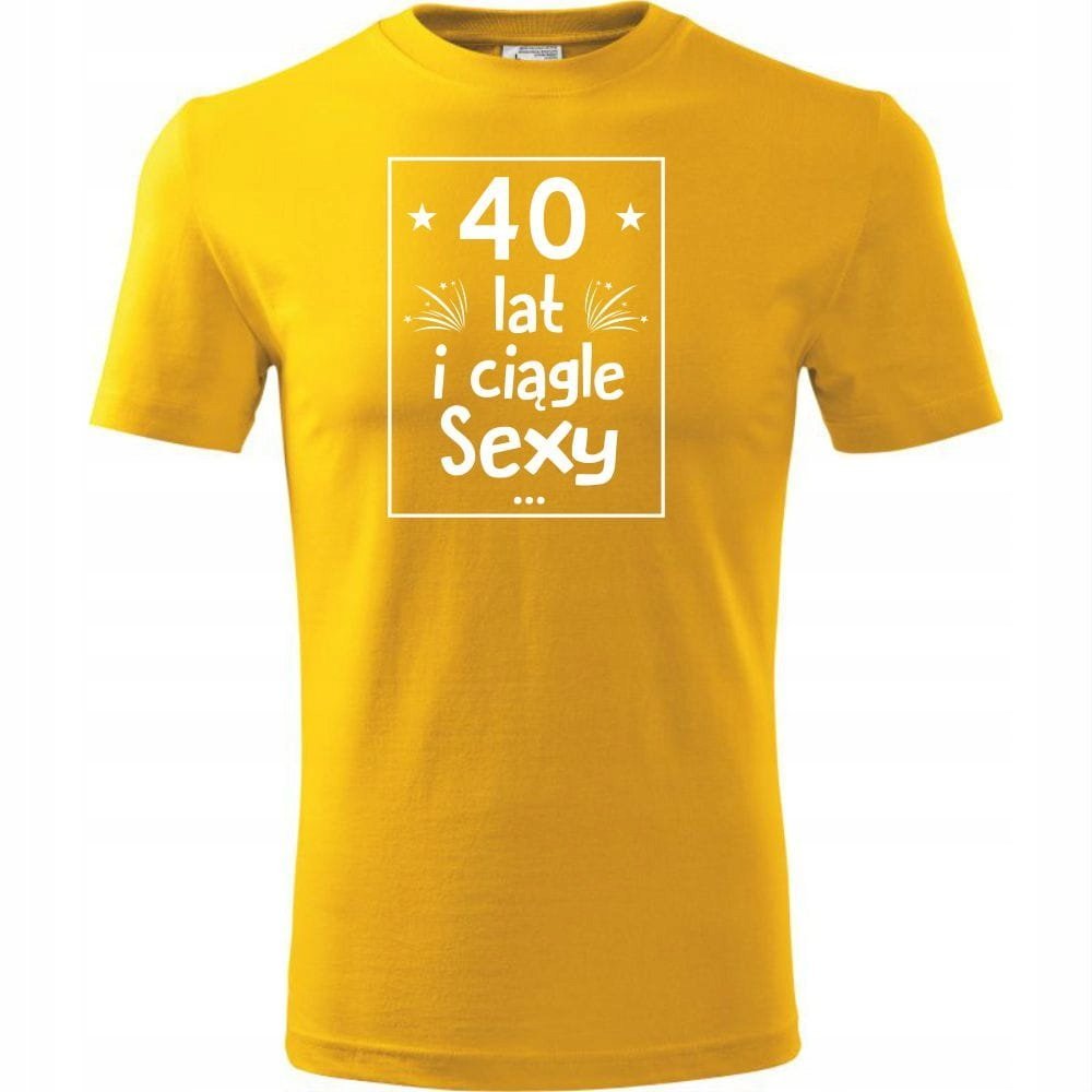 Męska Koszulka z Nadrukiem 40 lat sexy na Prezent Urodzinowy Upominek żółty L