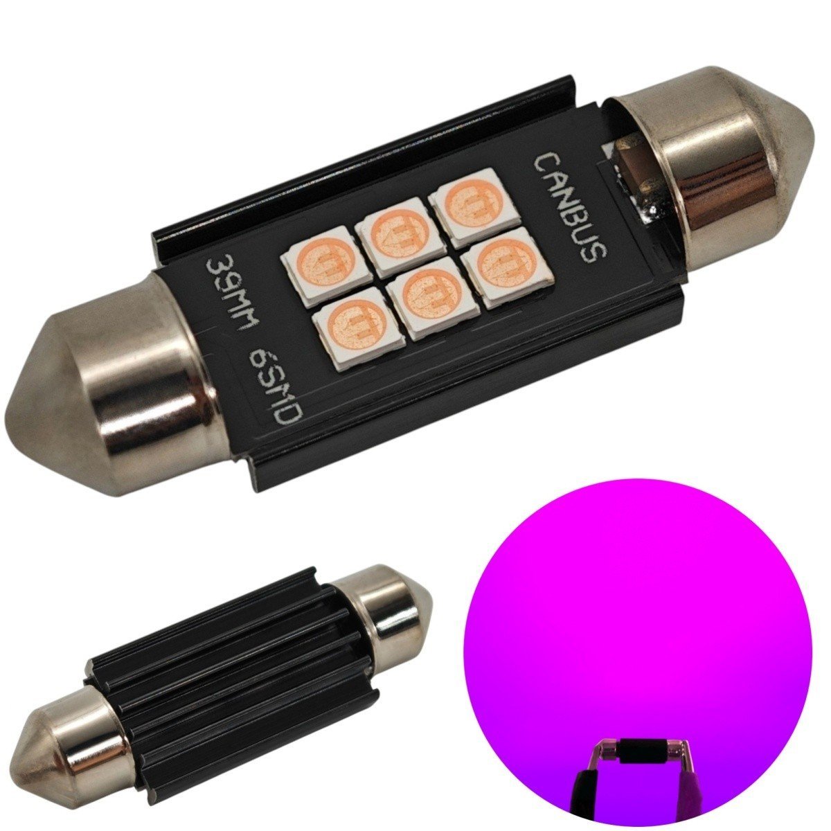 C5W C10W żarówka LED SV8.5 12-24V CANBUS 39mm - kolory Różowy