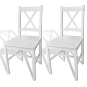 Krzesła - vidaXL 2 krzesła do jadalni z drewna, kolor biały - miniaturka - grafika 1