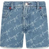 Spodnie i spodenki dla dziewczynek - HUGO KIDS Szorty | Regular Fit - miniaturka - grafika 1