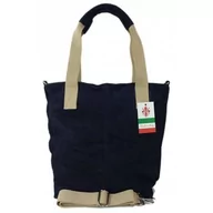 Torebki damskie - Miękki Zamszowy Worek -Włoski Shopper Vera Pelle , Granatowy W234Bs - miniaturka - grafika 1