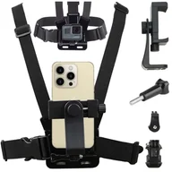 Akcesoria fotograficzne - Szelki uchwyt na klatkę piersiową Alogy Chest Holder z mocowaniem GoPro i uchwytem na telefon - miniaturka - grafika 1