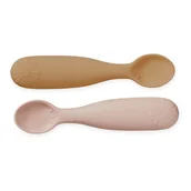 Sztućce dla dzieci - Łososiowo-jasnożółte łyżeczki dla dzieci z silikonu zestaw 2 szt. Coral Mix – Cam Cam Copenhagen - miniaturka - grafika 1