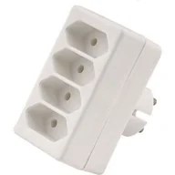 Przedłużacze i rozgałęźniki - Rozgałęźnik 4 gniazda, 4x2P-euro, bez uziemienia, biały - miniaturka - grafika 1