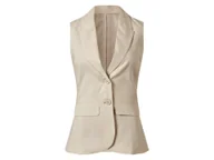 Kamizelki damskie - esmara® Długa kamizelka damska z lnem (Beżowy, 36) - miniaturka - grafika 1
