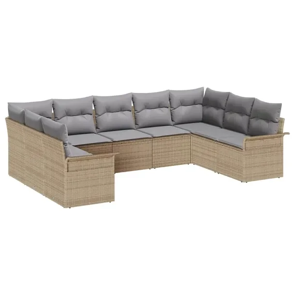 Zestaw 4 Sof Ogrodowych z Naturalnego Rattanu, Beżowy, 55 cm Głębokość