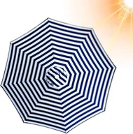 Parasole ogrodowe - Zamienny parasol ogrodowy, odporny na promieniowanie UV i warunki atmosferyczne, odpowiedni do ogrodów i plaż, niebieski, 300 cm, 8 żeber - miniaturka - grafika 1