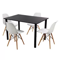 Stoły z krzesłami - Zestaw stół Lugano 120 czarny i 4 krzesła Milano białe - miniaturka - grafika 1