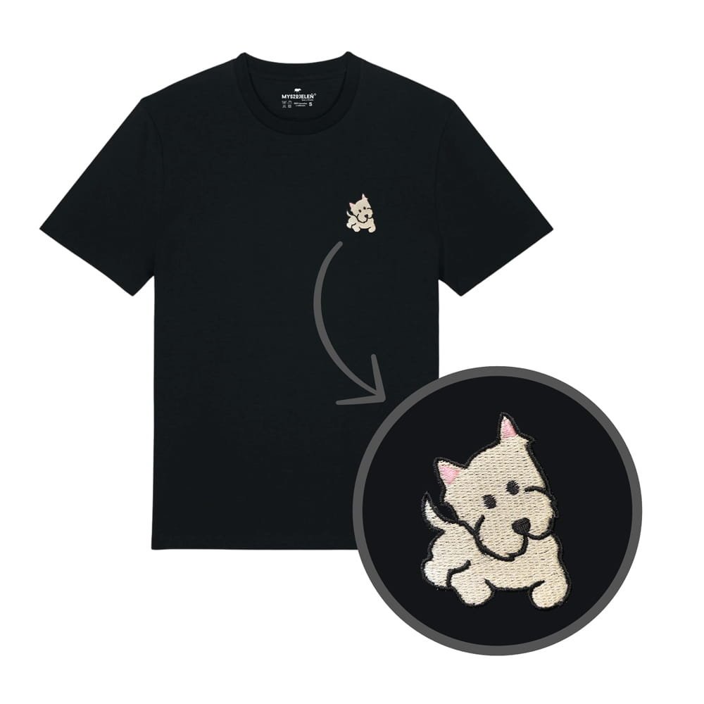 Haftowany T-shirt - WEST HIGHLAND WHITE TERRIER - czarny M