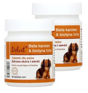 Dolvit Beta karoten & biotyna forte Mini 2x90 tabletek - Suplementy i witaminy dla psów - miniaturka - grafika 1