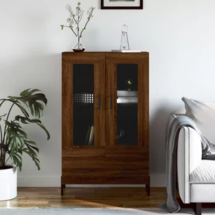 Wysoka szafka, brązowy dąb, 69,5x31x115 cm Lumarko! - Szafki do salonu - miniaturka - grafika 1