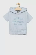 Koszulki dla dziewczynek - Guess t-shirt bawełniany dziecięcy kolor niebieski - miniaturka - grafika 1